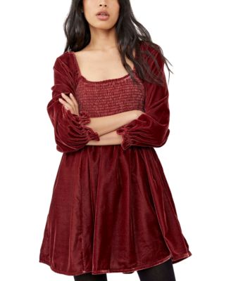 free people red velvet dress