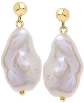 Macy's - Cultured Freshwater Baroque Pearl (13-15mm) Drop Earrings in 14k Gold-Plated Sterling Silver
