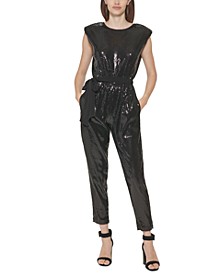 Sequined Belted Jumpsuit