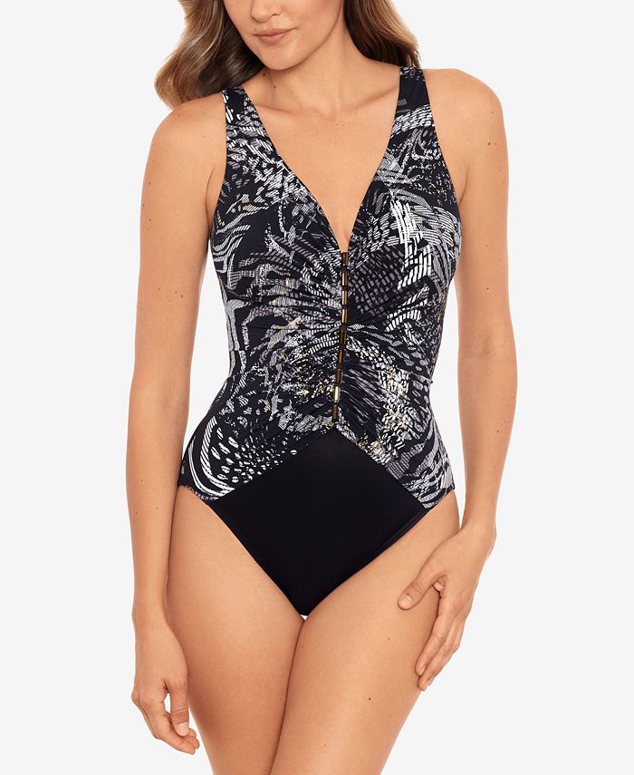 Miraclesuit Charmer Printed Tummy-Control One-Piece Swimsuit - Macy's