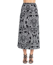Women's Paisley Long A-Line Maxi Skirt