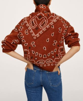 MANGO Women's Bandana Knit Sweater 