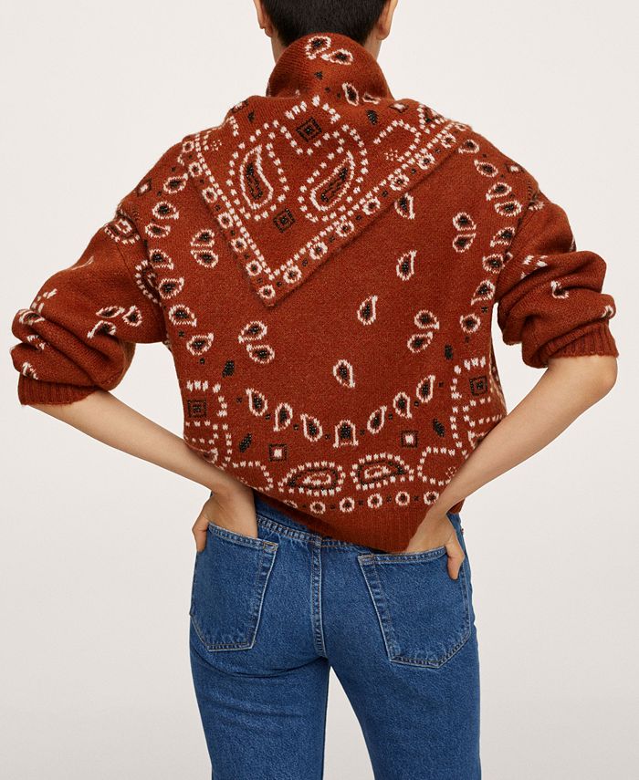 MANGO Women's Bandana Knit Sweater Macy's