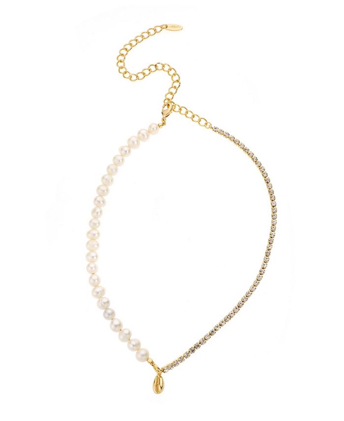 ETTIKA Shell Freshwater Pearl Beaded Necklace With Crystal Chain - Macy's