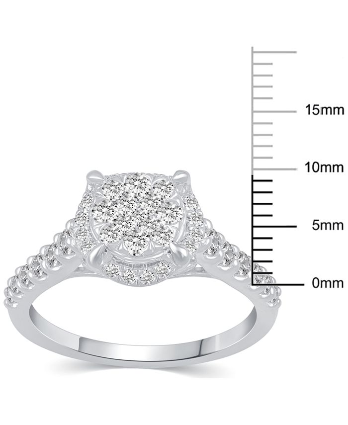 Macy's - Diamond Cluster Engagement Ring (3/4 ct. t.w.) in 14k White Gold
