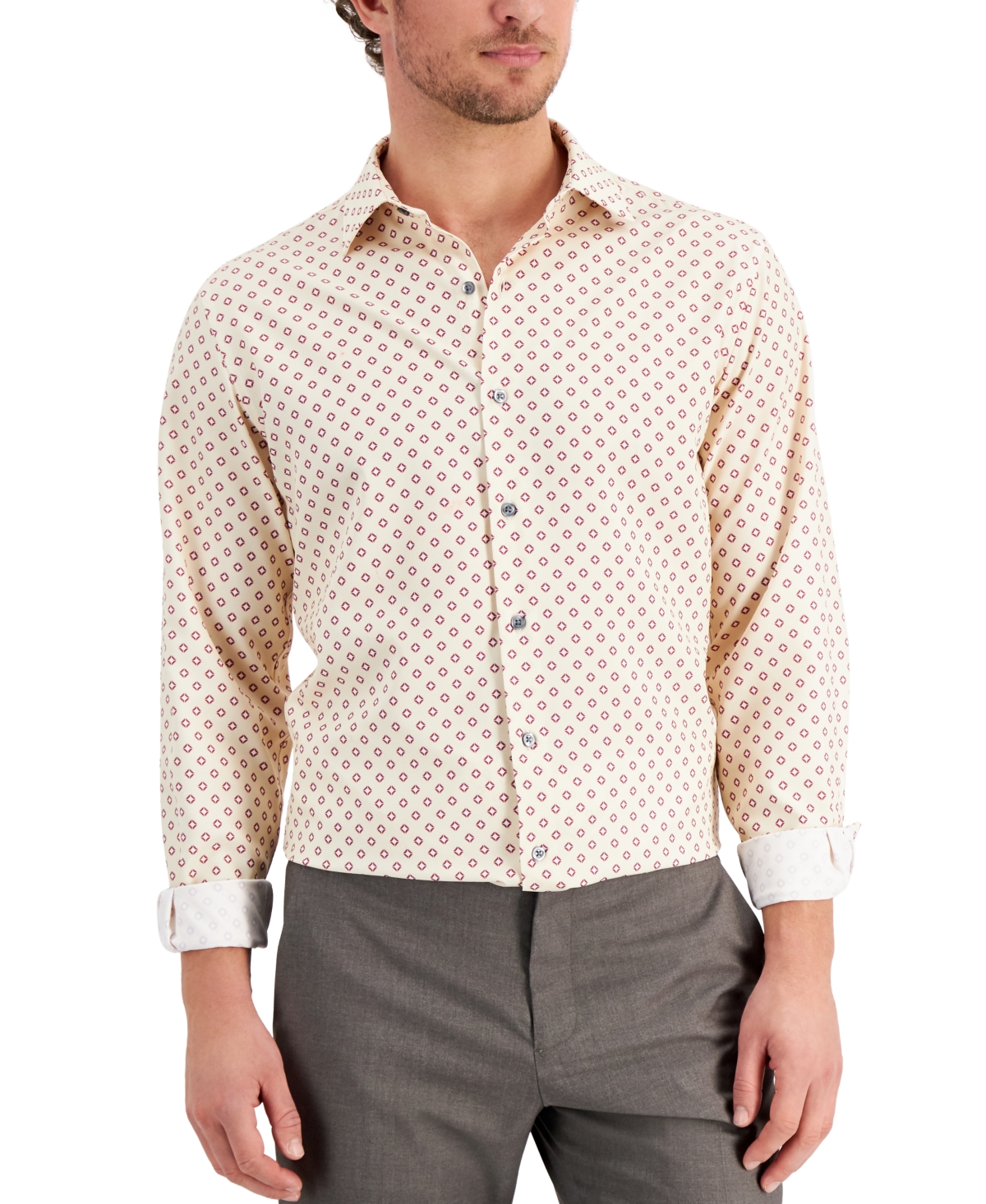 UPC 766360000066 product image for Alfani Men's Slim Fit 4-Way Stretch Geo-Print Dress Shirt, Created for Macy's | upcitemdb.com