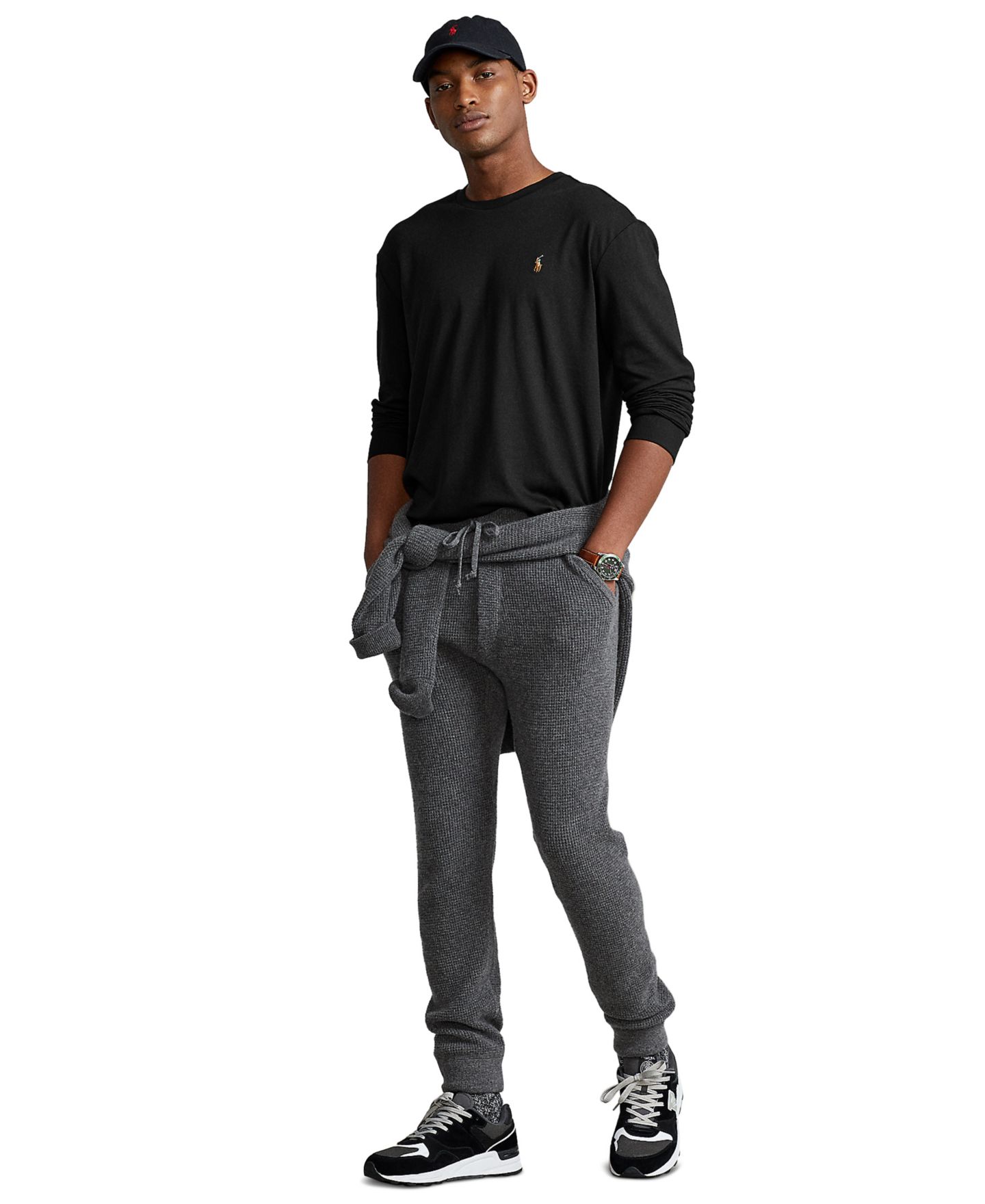 Мужская футболка Polo Ralph Lauren Classic-Fit Soft Cotton Crewneck, цвет: Чёрный — фото 4