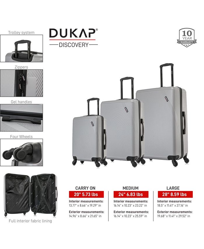 DUKAP InUSA Discovery Lightweight Hardside Spinner Luggage Set, 3 piece