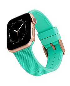 Apple Watch Band Woven Silicone Band Teal 2 Keepers Gold Tone Buckle, 38/40/41mm