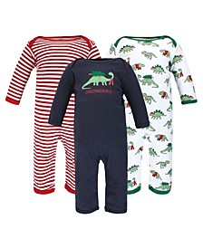 Baby Boys Christmas Cotton Coveralls, Pack of 3