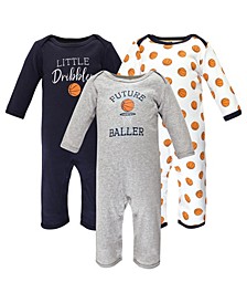 Baby Boys Cotton Coveralls, Pack of 3