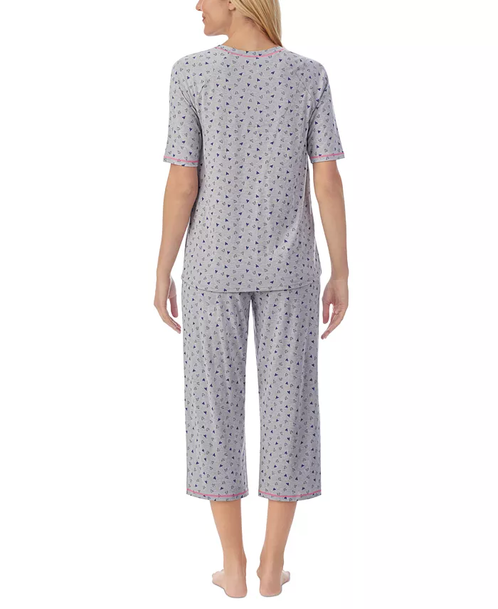 Printed Elbow-Sleeve Top & Capri Pants Pajama Set - thumbnail 7