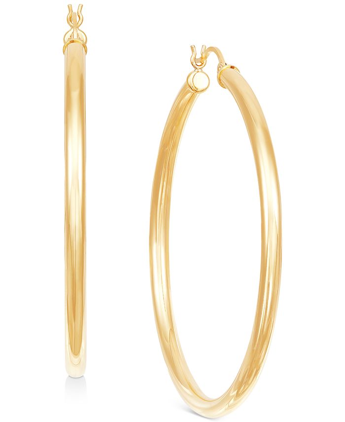 Macy's - Polished Tube Medium Hoop Earrings in 14k Gold, 50mm
