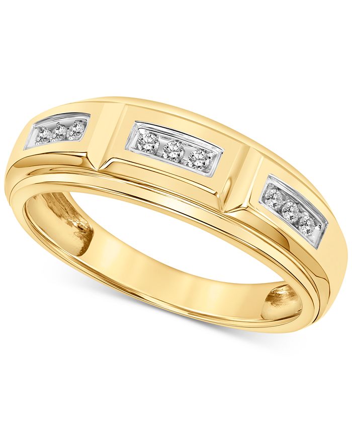 Macy's Men's Diamond Wedding Band (1/10 ct. t.w.) in 10k Gold Macy's