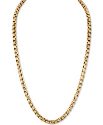 Esquire Men's Jewelry - Heavy Rounded Box Link 22" Chain Necklace in Gold-Tone Ion-Plated Stainless Steel