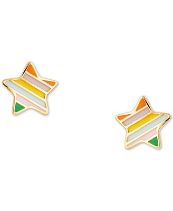 Macy's - Children's Striped Enamel Star Stud Earrings in 14k Gold