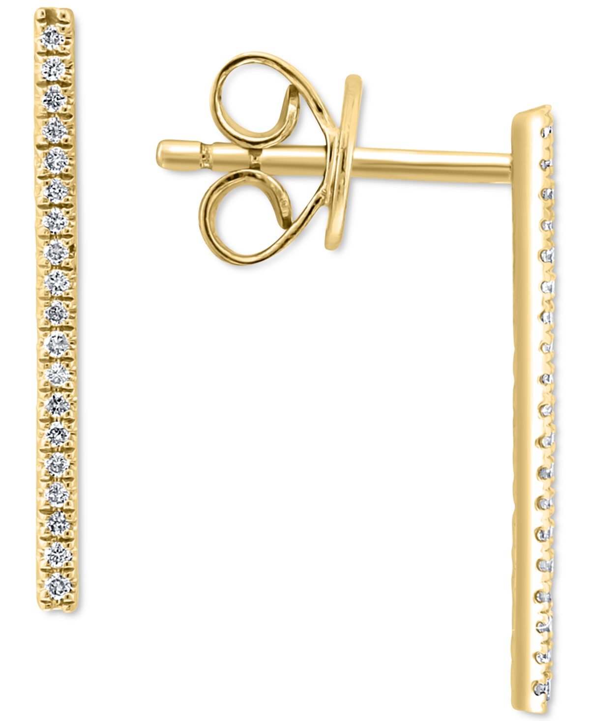 Effy Diamond Linear Drop Earrings (1/10 ct. t.w.) in Sterling Silver or 14k Gold-Plated Sterling Silver - Gold-Plated Sterling Silver