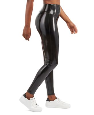 Womens Sexy Full Length Latex Leggings Black Mat Faux Leather