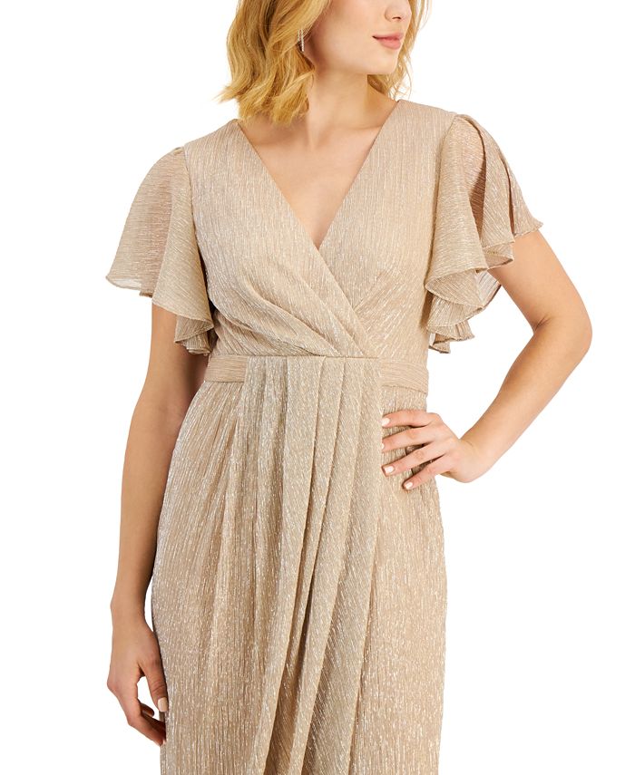 Betsy & Adam Women's Draped V Neck Gown Red Size 12