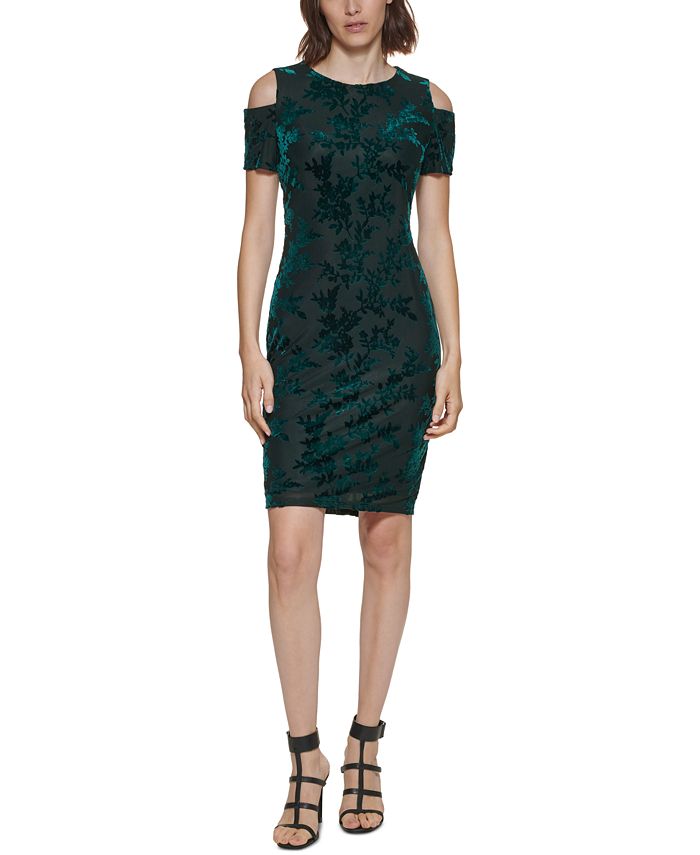 Calvin Klein Velvet Cold-Shoulder Sheath Dress & Reviews - Dresses - Women  - Macy's