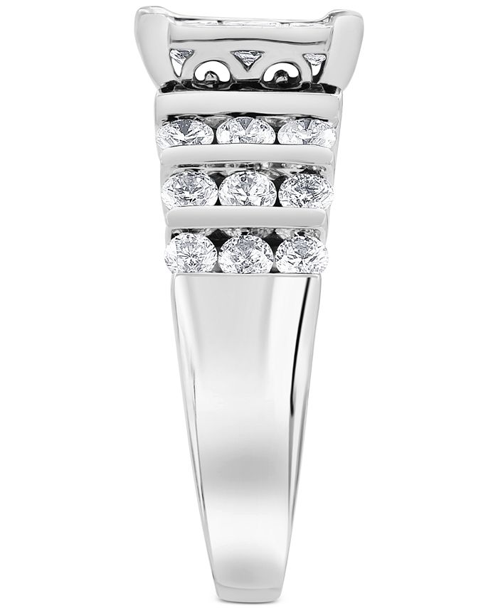 Macy's - Diamond Princess & Round Channel-Set Engagement Ring (2 ct. t.w.) in 14k White Gold