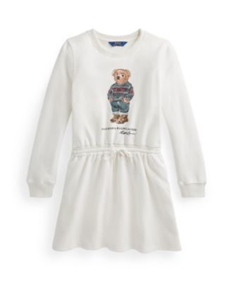폴로 랄프로렌 Polo Ralph Lauren Little Girls Polo Bear Fleece Dress,White