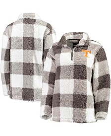 Women's Charcoal, Cream Tennessee Volunteers Plaid Sherpa Quarter-Zip Pullover Jacket
