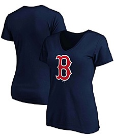 Women's Navy Boston Red Sox Core Official Logo V-Neck T-shirt