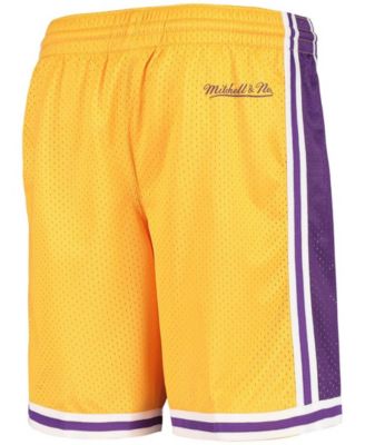 Big Boys Gold Los Angeles Lakers Hardwood Classics Throwback Big Face Mesh Shorts