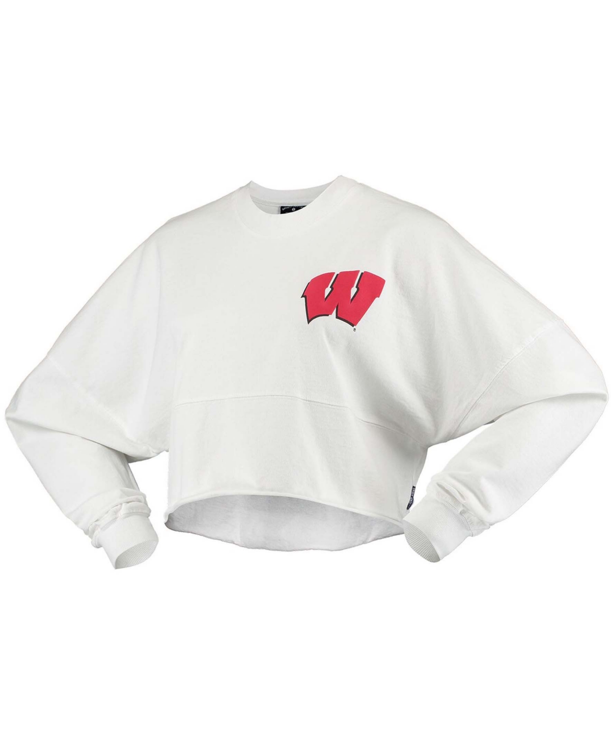 Women'sWisconsin Badgers Raw Hem Cropped Long Sleeve T-shirt - White