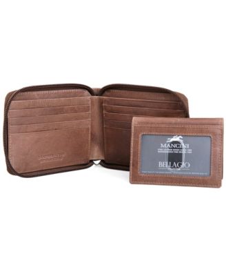 Men's Bellagio Collection Zippered Bifold Wallet with Removable Pass Case