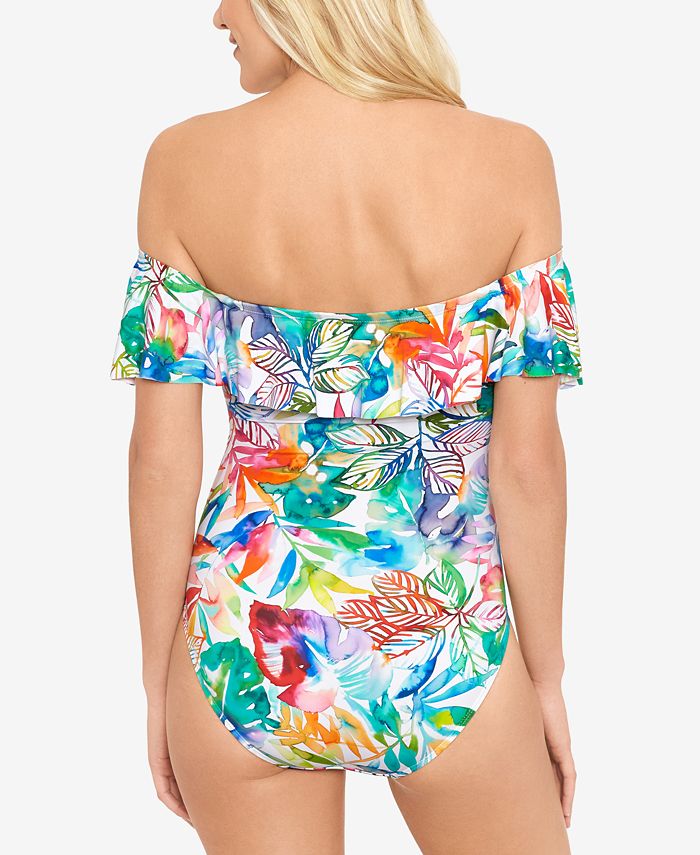 Lauren Ralph Lauren Ruffled OffTheShoulder TummyControl OnePiece