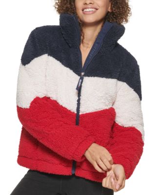 Women's Chevron Colorblocked Fleece Puffer Jacket