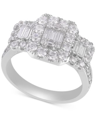 Macy's - Diamond Baguette Cluster Halo Ring (1-1/2 ct. t.w.) in 14k White Gold