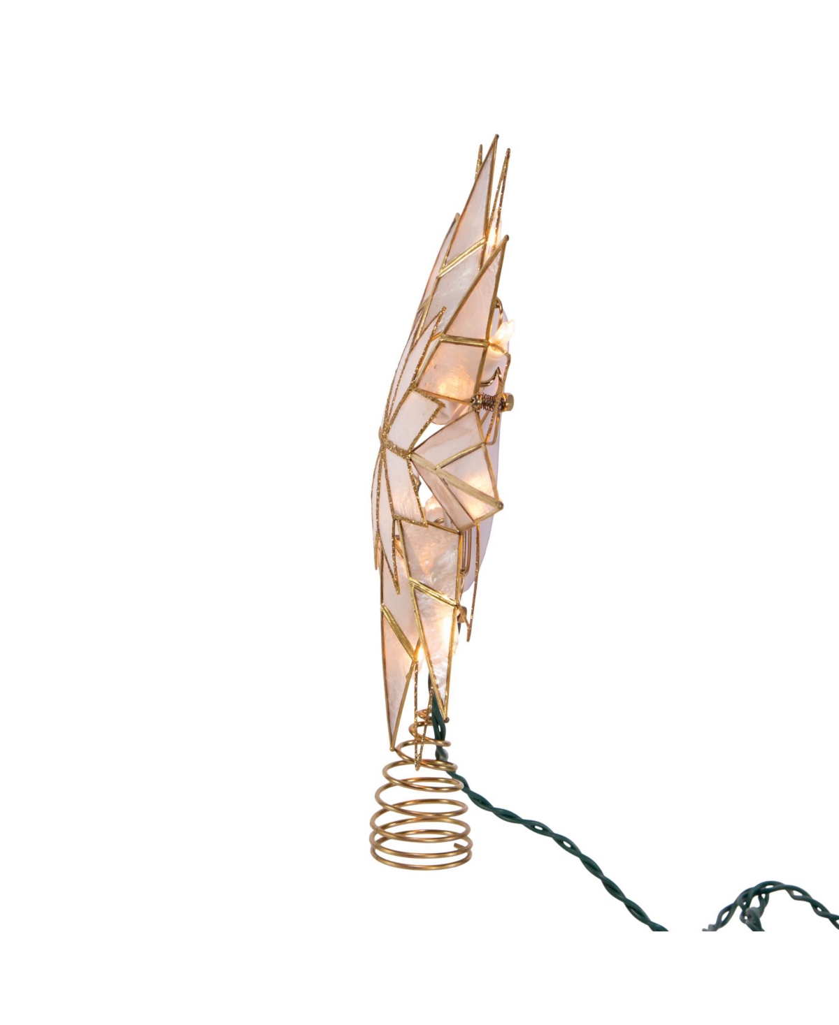Kurt Adler Ul 10-Light 8-Point Capiz Star Lighted Tree Topper - Gold-Tone
