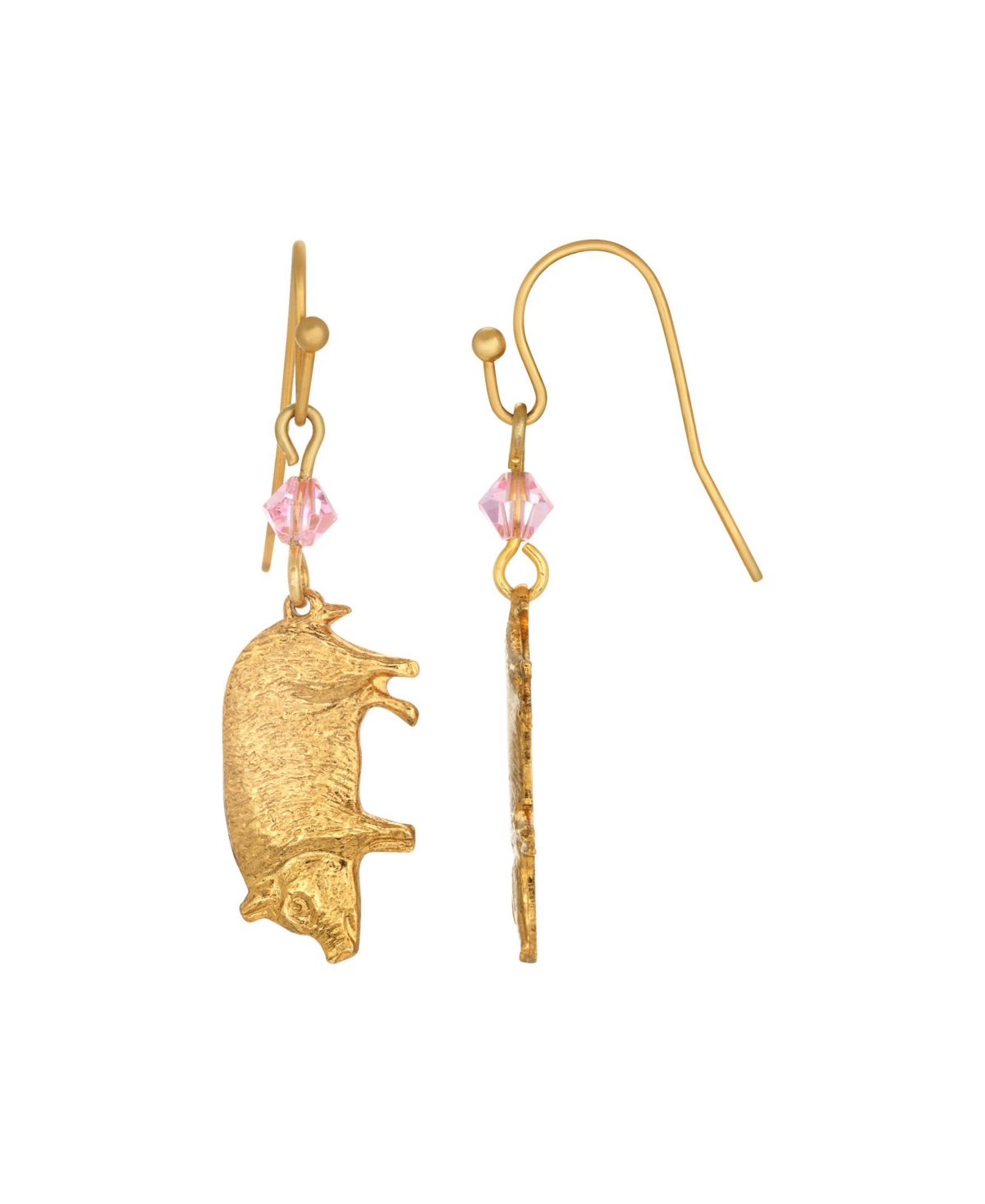 2028 Gold-tone Pig Drop Earrings In Pink