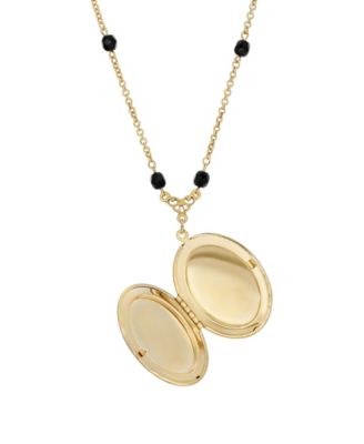 Gold-Tone Oval Locket Necklace