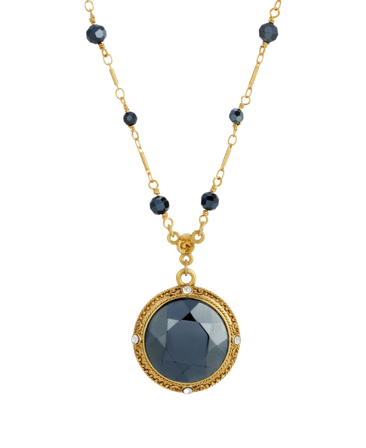 2028 Gold-tone Pendant Drop Necklace In Black