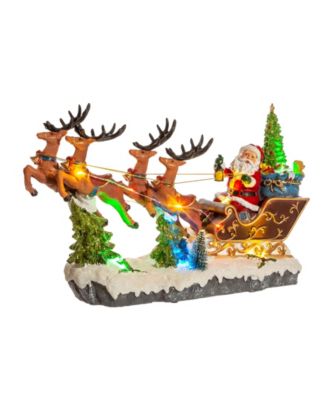 8.7" Battery-Operated LED Musical Santa and Sleigh Table Piece