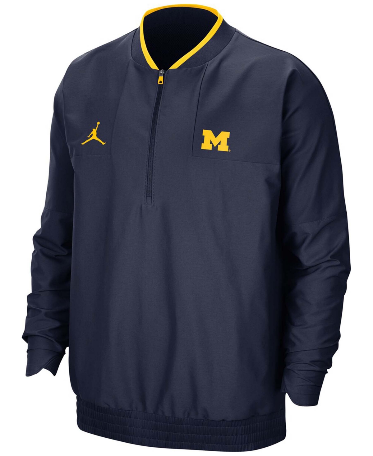 Shop Jordan Men's Michigan Wolverines 2021 Coach Half-zip Jacket In Clgnvy,amr