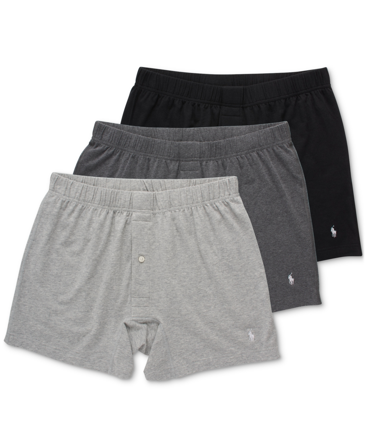 Polo Ralph Lauren Men's 3-pack Classic Stretch Knit Boxers In Polo Black Assorted