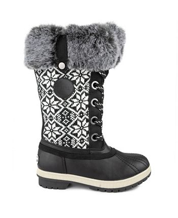London Fog Melton 2 Women's Black Grey Waterproof Comfort Snow Boots US 9M