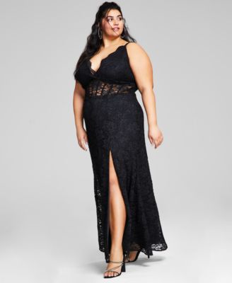 Trendy Plus Size Lace Corset Gown 