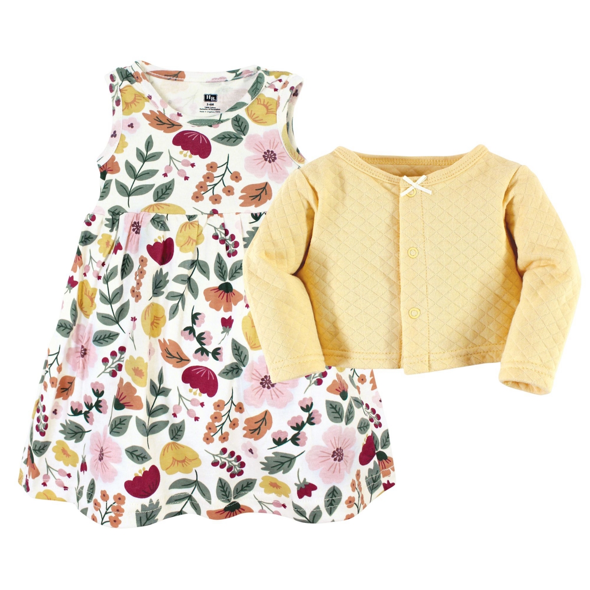 Hudson Baby Toddler Boys Quilted Cardigan and Dress 2pc Set,- Fall botanical