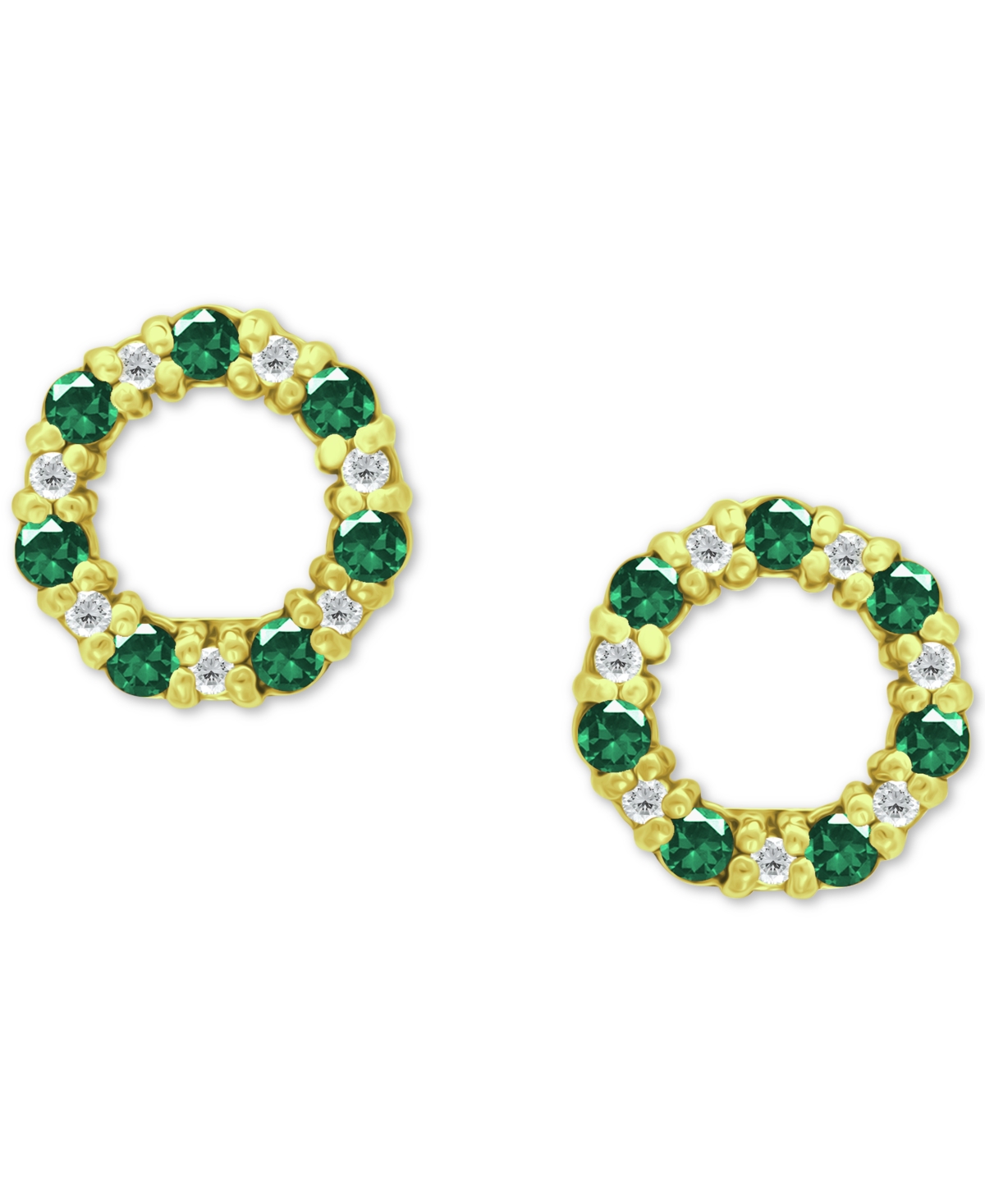 Giani Bernini Lab-Grown& Cubic Zirconia Circle Stud Earrings in 18k Gold-Plated Sterling Silver, Created for Macy's - Green Quartz