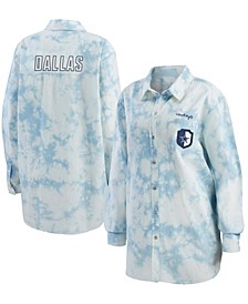 Women's Denim Dallas Cowboys Chambray Acid-Washed Long Sleeve Button-Up Shirt