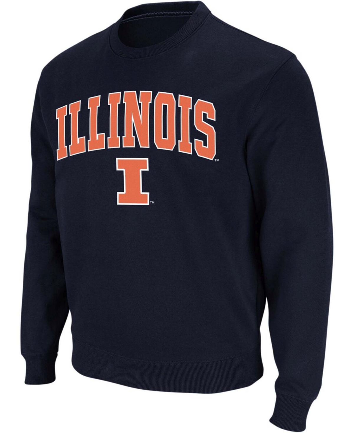 Colosseum Men's Navy Illinois Fighting Illini Arch Logo Crew Neck Sweatshirt
