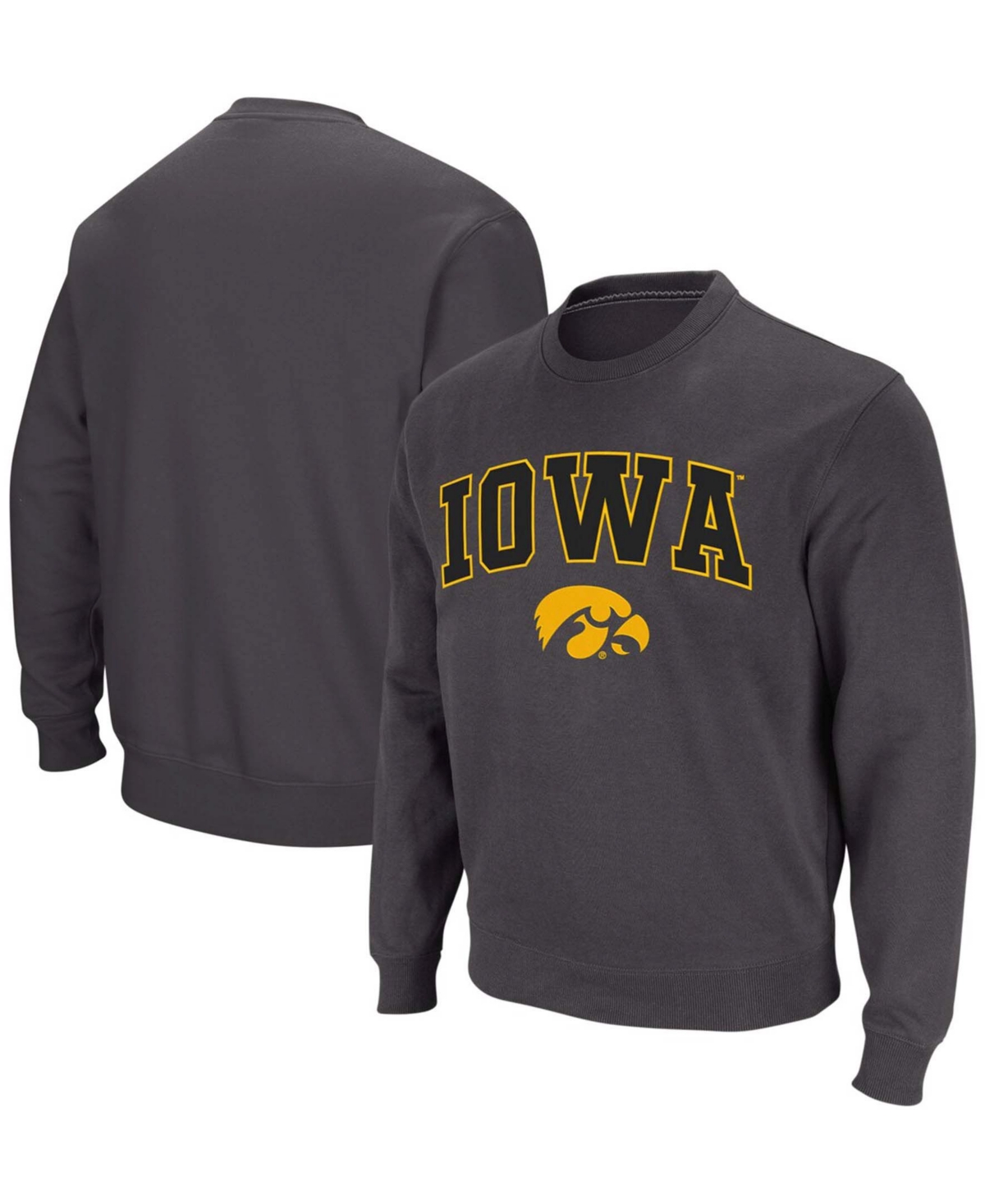 Shop Colosseum Men's Charcoal Iowa Hawkeyes Arch Logo Crew Neck Sweatshirt