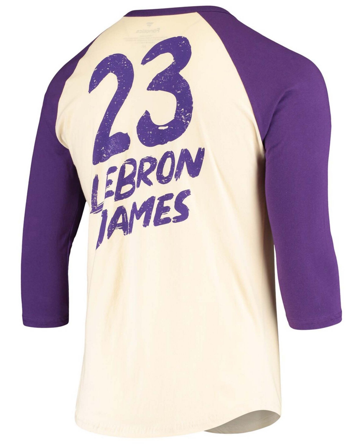 Men's LeBron Jamesand Purple Los Angeles Lakers Raglan 3/4 Sleeve T-shirt - Cream, Purple
