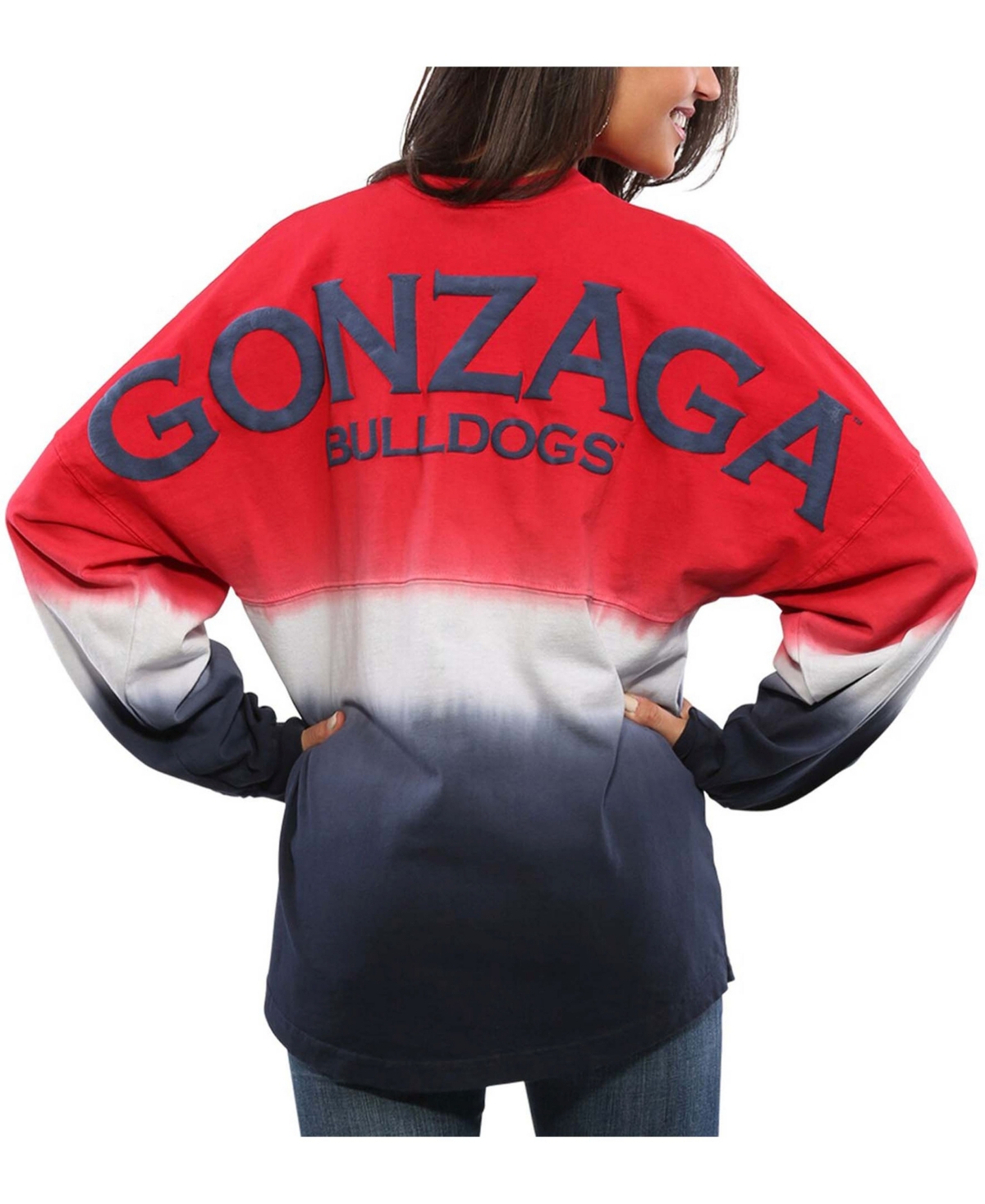 Women'sGonzaga Bulldogs Ombre Long Sleeve Dip-Dyed T-shirt - Red